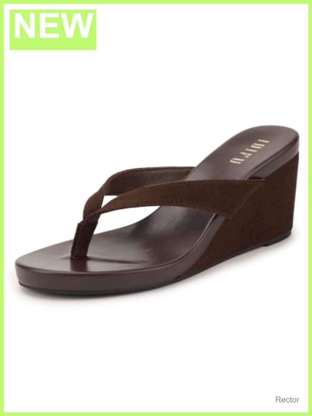 Women's Wedge Thong Flip Flops Platform Slip-On Sandals Round Toe 3.4 Inch Heel
